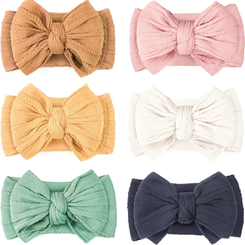 Miniatura 14 de CÉLLOT 6 piezas de diademas con moño para bebé, diademas de nylon, accesorios para el pelo con moño para bebé niña, esenciales para recién nacidos