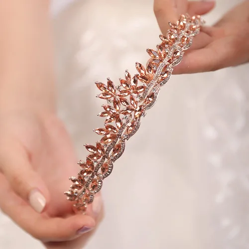 Miniatura 3 de JWICOS Corona de bodas con cristales rojos para mujeres, tiara para novias y damas de honor, accesorio para el cabello para fiesta de soltero