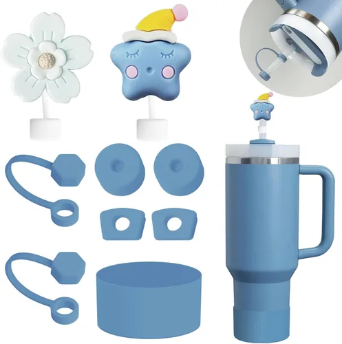 Miniatura 7 de Stanley Set de accesorios para taza: tapa de silicona a prueba de derrames, tapa con pajita, protector de silicona para vaso de 40 oz y 30 oz (NEGRO)
