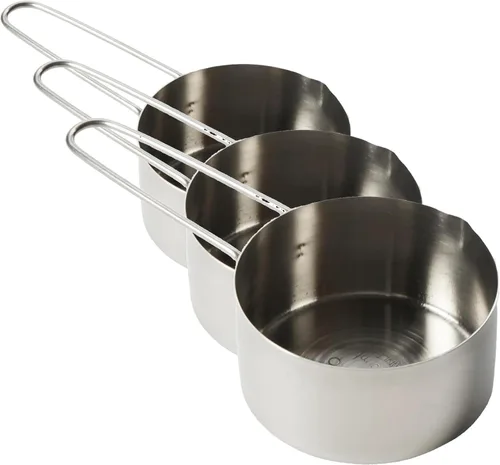 American Metalcraft MCW75 3/4 Taza Medidora de Acero Inoxidable, 3/4 de Taza, plateado (Paquete de 3)