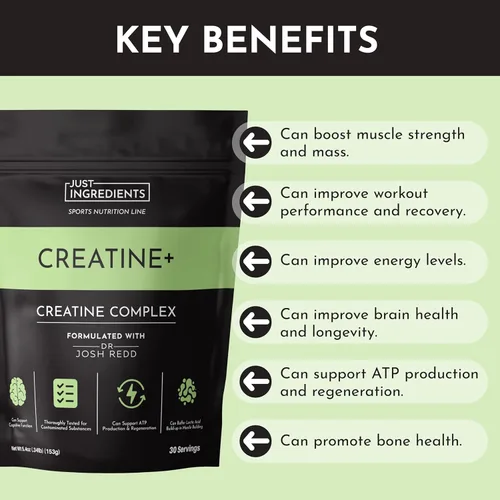 Miniatura 5 de JUST INGREDIENTS Polvo de Monohidrato de Creatina con Complejo Mineral Fúlvico Rejen - Apoya la Recuperación Muscular, Energía, Fuerza, Función
