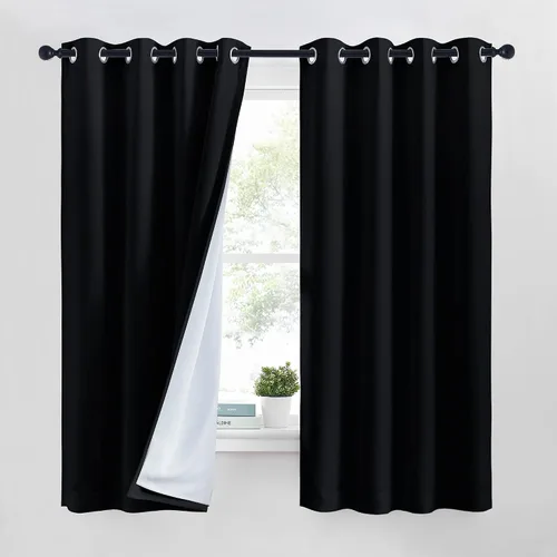 Miniatura 25 de NICETOWN Cortinas de Lino Sintético Angora con Barrera de Sonido que Aísla el Polvo, 100% Opacas, de 84 Pulgadas de Largo, 1 Panel, Cortinas