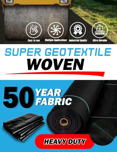 Miniatura 9 de Super Geotextile - Tela geotextil tejida para estabilización de entradas de vehículos y carreteras, base de construcción, control de erosión, grado