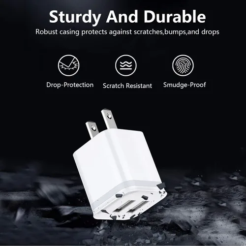 Miniatura 7 de Cargador de pared USB, paquete de 5 unidades de 2.1A/5V de doble puerto USB cubo, adaptador de corriente de cargador de enchufe de carga de repuesto