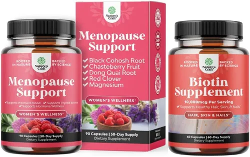 Paquete de suplemento completo de menopausia a base de hierbas para sudores nocturnos y estado de ánimo con Dong Quai Vitex Casto, Cohosh negro y