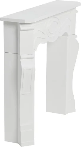 Miniatura 5 de Creative Co-Op Pequeña chimenea decorativa victoriana, blanca pintable plana Blanco