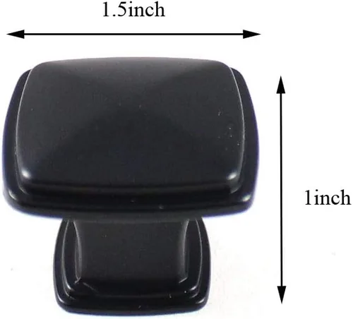 Miniatura 2 de Formosa Design Hardware - Paquete de manijas y perillas negras para gabinetes (5 pomos cuadrados)