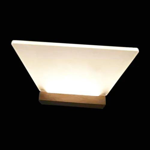 Miniatura 5 de QOMOLANGMA Base de exhibición de luces LED en blanco para grabar, base de lámpara LED de madera, interruptor de cable USB, luz nocturna moderna