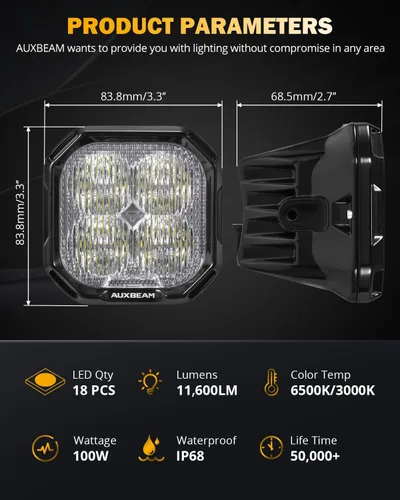 Miniatura 7 de Auxbeam Color Play Series SAE - Luces antiniebla LED de 3 pulgadas con DRL blanco y señal de giro para Ford Honda, Nissan, Subaru, Acura, Lexus