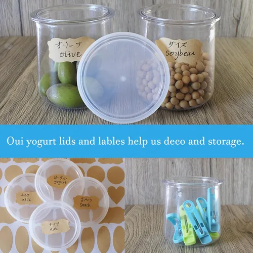 Miniatura 4 de Tapas para tarros de yogur para Oui – Paquete de 12 tapas para Oui, tapas de contenedores de yogur de plástico transparente 12+1