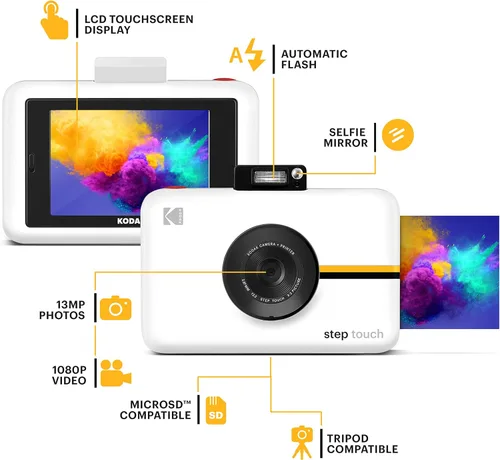 Miniatura 4 de Kodak Step Touch Cámara digital de 13 MP e impresora instantánea con pantalla táctil LCD de 3.5, video HD de 1080p - Suite de edición, Bluetooth