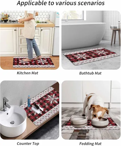 Miniatura 9 de Tapete de baño con diseño de copos de nieve para bañera, antideslizante, de secado rápido y absorbente, tierra de diatomeas, cocina, ducha
