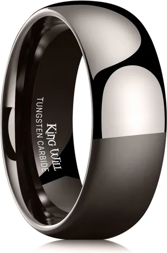 Miniatura 69 de King Will Alianza de boda de carburo de tungsteno para hombres y mujeres, anillos de promesa para parejas abovedados de alto pulido