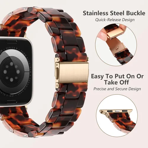Miniatura 4 de Lerobo - Banda de resina compatible con Apple Watch Series 11/10/9/8/7 de 38mm 40mm 41mm 42mm 44mm 45mm 46mm 49mm, correa ligera de moda para iWatch