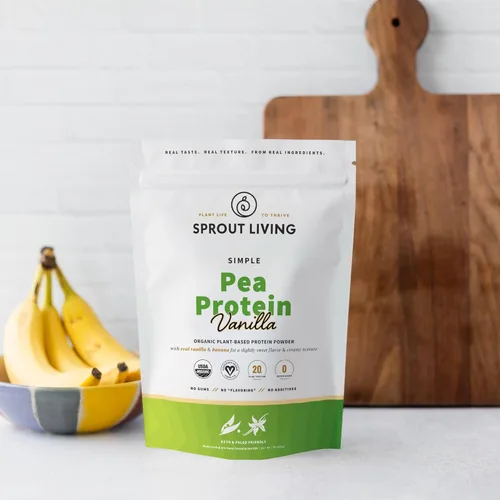 Miniatura 5 de Sprout Living Polvo de proteína de guisante orgánico, sabor a vainilla, 0.71 oz de proteína orgánica a base de plantas en polvo sin edulcorantes