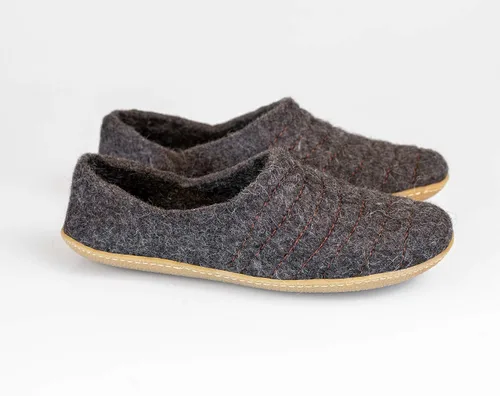 Miniatura 4 de BureBure Women's Wool Slippers Cocoon Clogs Dark Grey Brown