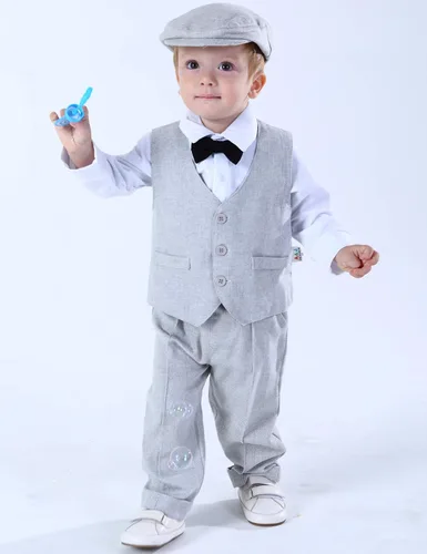 Miniatura 2 de AJ DESIGN Conjunto de trajes de bebé para niños 4 piezas camisa y pantalones y chaleco y sombrero
