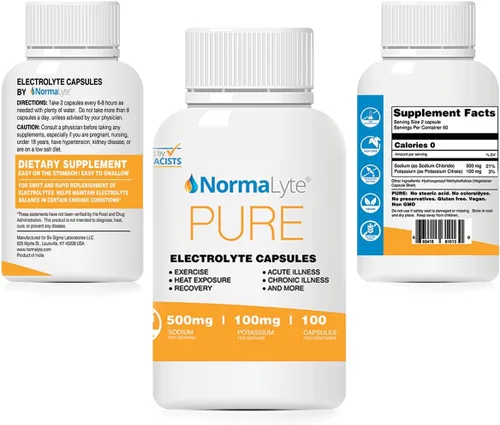 Miniatura 3 de NormaLyte Cápsulas de electrolitos – Reponer electrolitos para un máximo rendimiento – Pastillas de sal de hidratación con minerales esenciales