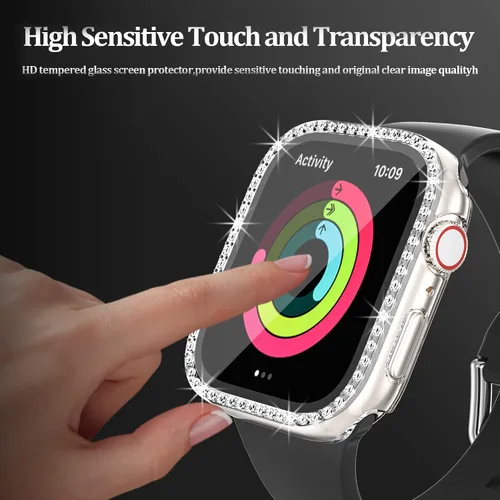 Miniatura 5 de Paquete de 5 fundas brillantes para Apple Watch de 1.575 pulgadas SE 3 (2025)/SE 2/SE/Series 6/5/4 con protector de pantalla de vidrio templado
