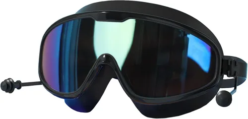 Miniatura 3 de Gafas de natación con tapones para los oídos, gafas de natación de silicona para adultos, sin fugas, visión amplia, antivaho con protección UV