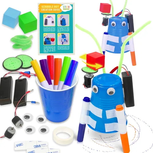 Scribble Bot Kit, paquete de 2 – Construye 2 robots de dibujo motorizados, kit completo de proyecto STEM para aulas, a partir de 8 años