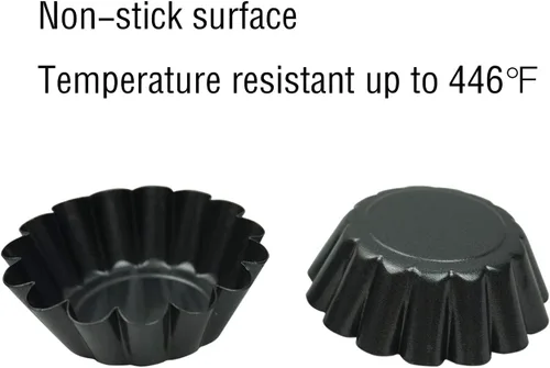 Miniatura 4 de Paquete de 12 mini moldes para tartas de acero al carbono antiadherentes, molde para tartas, magdalenas, pudines para magdalenas, tartas chinas