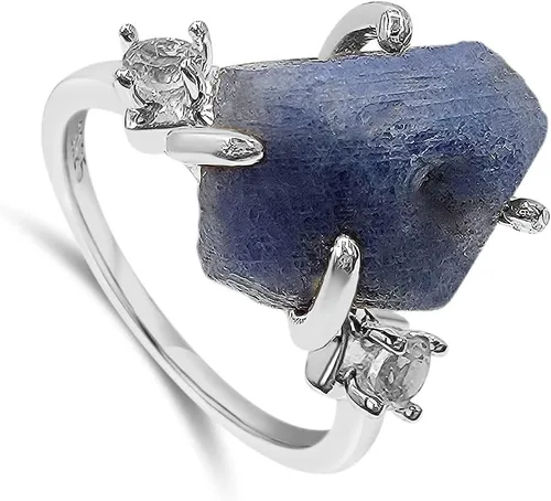 Miniatura 28 de Anillo de cristal crudo real con piedra natal, plata de ley, oro blanco, regalo de joyería para ella, regalo de Navidad, Día de la Madre