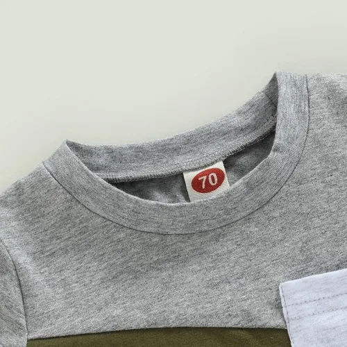 Miniatura 33 de Conjunto de ropa casual de manga corta con botones y pantalones cortos de lino para bebés y niños pequeños