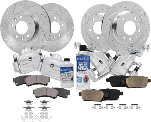 Miniatura 35 de Detroit Axle - 4 rotores de freno para Chevrolet Cruze Volt Orlando Verano, rotores de freno de disco perforados y ranurados de repuesto : rotor
