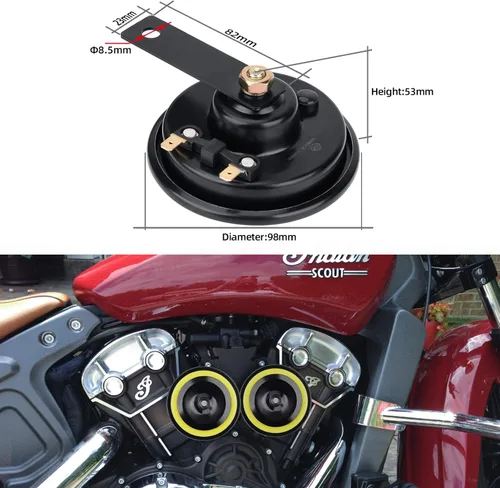 Miniatura 5 de Seineca - Bocina de motocicleta de 130 dB, 12 V, súper fuerte, tono alto y bajo, kit de disco de metal, bocina doble impermeable para auto, SUV