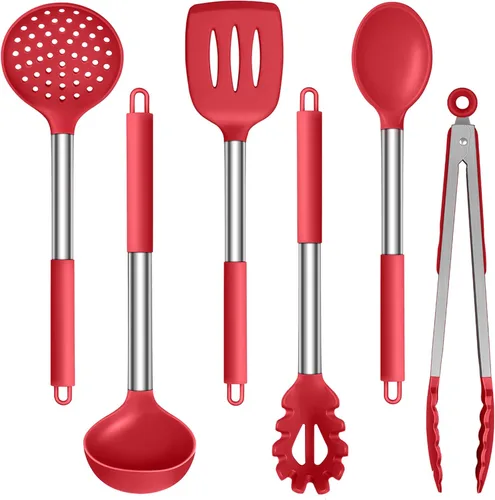 Miniatura 8 de LIANYU Juego de utensilios de cocina de 6 piezas, juego de utensilios de cocina de silicona para utensilios de cocina antiadherentes, utensilios