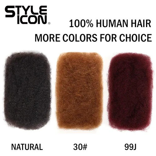 Miniatura 7 de Style Icon 3 paquetes de cabello humano Afro Kinkys a granel (30cm/30cm/30cm, negro natural) - Trenzas Afro Twist - Extensiones rizadas y crespas