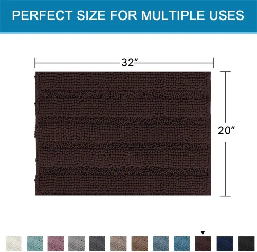 Miniatura 540 de H.VERSAILTEX Tapetes de baño antideslizantes para baño, alfombras de baño extragruesas de felpilla a rayas, tapetes de baño de 47" x 17", alfombras