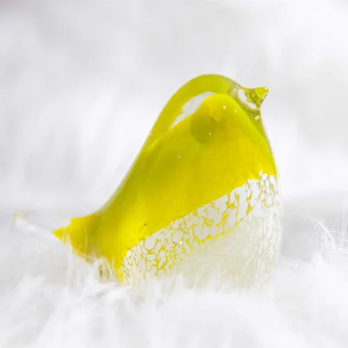 Miniatura 6 de QFkris Figura de pájaro de cristal soplado hecha a mano de 4 pulgadas, regalo para Navidad, cumpleaños, decoración del hogar, pisapapeles amarillo