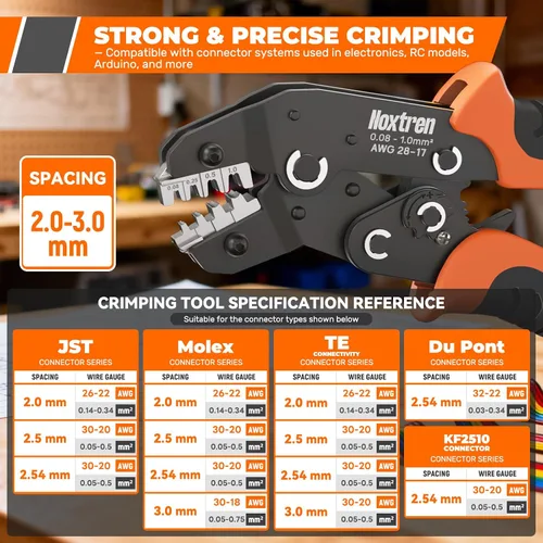 Miniatura 6 de JST-PH Kit de conectores de 0.079 in y JST-SYP de 0.098 in con herramienta de crimpado de trinquete AWG28-17, juego de terminales de cable de 21
