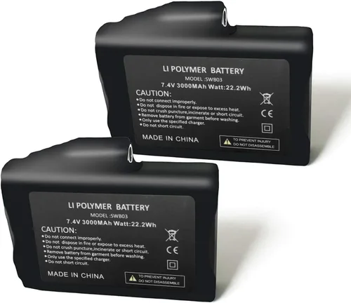 Sun Will Baterías recargables de polímero de litio de 7.4 V 3000 mAh para guantes calentados, calcetines, sombreros, pasamontañas, máscara de esquí,