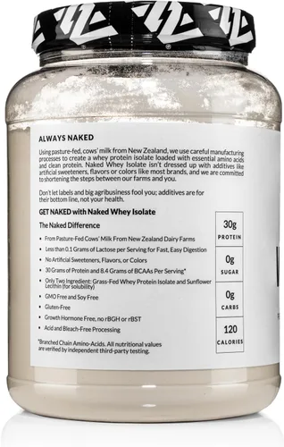 Miniatura 7 de NAKED Proteína de suero aislado - Solo 2 ingredientes, 30g de proteína de vacas alimentadas con hierba, cero carbohidratos, sin sabor