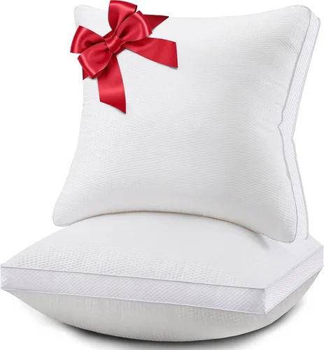 Juego de 2 almohadas de plumón alternativo de alta calidad de 20 x 20 pulgadas, almohadas ultra afelpadas con funda de 100% algodón para sofá, sofá