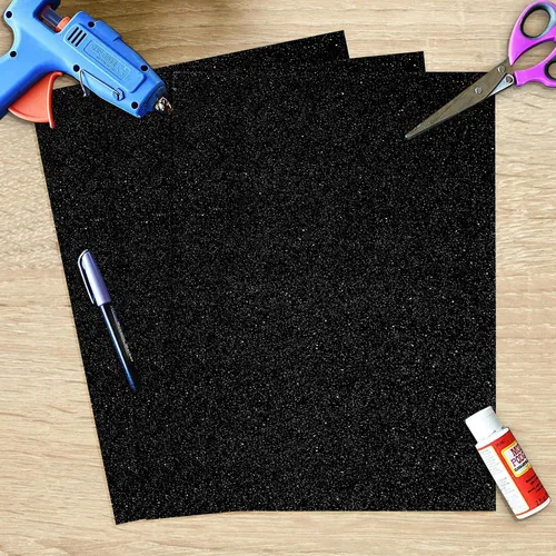 Miniatura 5 de SANZIX 25 hojas de papel de cartulina negra con purpurina - 8.2"x11.7", 110lb 300 GSM, cartulina negra brillante pesada con purpurina para álbumes