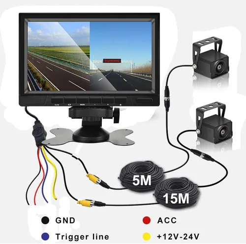 Miniatura 6 de AHD Cámara de respaldo dual con monitor DVR 1080P de 7 pulgadas, cámara de visión frontal y trasera, cámara de visión nocturna impermeable