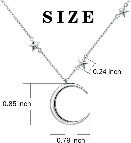 Miniatura 6 de Collar con dije de luna creciente y estrella de plata esterlina S925