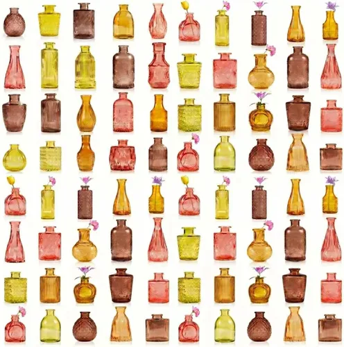 Miniatura 7 de Juego de 40 Piezas de Floreros Pequeños, Floreros para Centros de Mesa, Lindos Floreros de Cristal Pequeños al Por Mayor, Floreros Pequeños