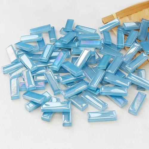 Mosaico rectangular de 65 piezas/7.05 oz de colores mezclados brillantes, azulejos de mosaico de cristal con purpurina, perfecto para decoración del