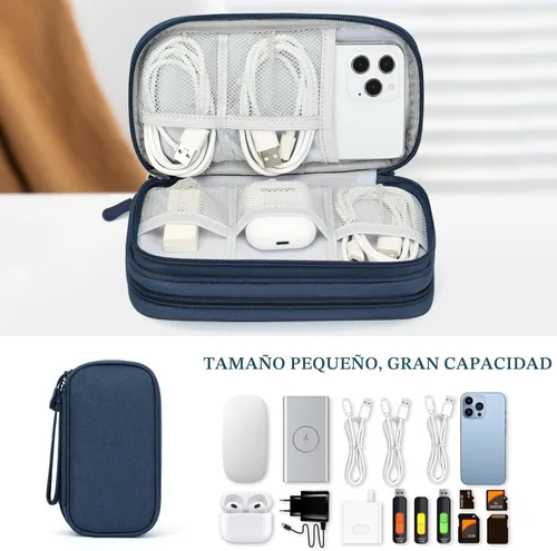 Miniatura 6 de FYY Organizador electrónico, organizador de cables de viaje, bolsa de transporte para accesorios electrónicos, portátil, impermeable, doble capa