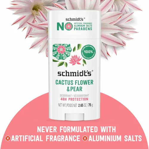 Miniatura 4 de Schmidt's Desodorante vegano sin aluminio, flor de cactus y pera con protección contra olores las 24 horas, 2 unidades para mujeres y hombres