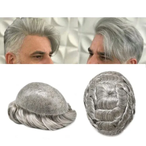 Miniatura 113 de Toupee - Sistema de reemplazo de cabello humano para hombre, 0.004 in, inyectado, piel de polietileno, piezas de pelo para hombre, 6 x 8 pulgadas
