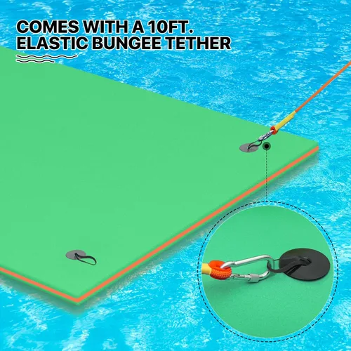 Miniatura 6 de MADOG - Alfombra de agua flotante para exteriores, para adultos, flotadores gigantes de piscina de 12 pies/18 pies para piscina, lago y océano, 3