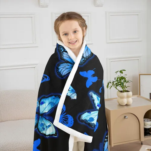 Miniatura 6 de Feelyou Butterfly Throw Blanket Butterflies Print Soft Fleece Sherpa Cozy Fuzzy Plush Warm Glitter Colorful Fuzzy Plush Throw Animal 40"x50" for Bed