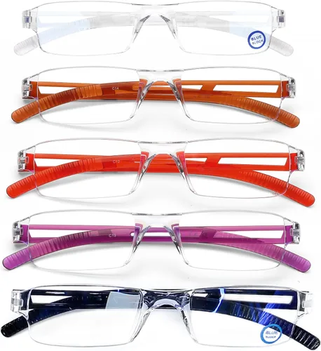 Miniatura 13 de AQWANO 5 Pack Rimless Reading Glasses Women Men Blue Light Block, Lightweight Clear Frames Computer Readers Anti Glare