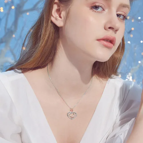 Miniatura 3 de POPKIMI Collares de corazón con diseño de rosas y flores, el mejor regalo para mamá, abuela, abuela, esposa, hija, novia, joyería de cumpleaños
